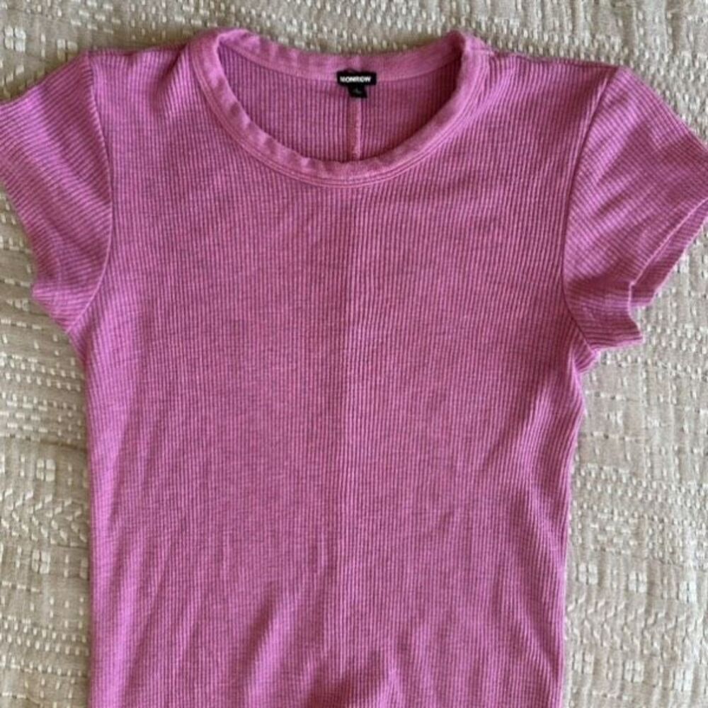 Monrow Supersoft Ribbed Cap Sleeve Midi Dress in Hot Pink Size L - Picture 3 of 5
